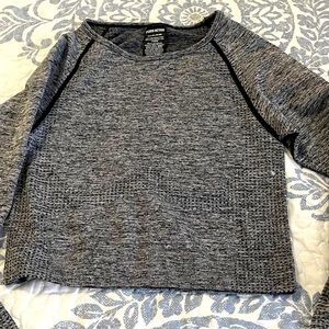 Pink charcoal gray, crop long sleeve body shirt size small